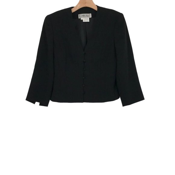 Carlisle women's jacket blazer black formal evening size 6 lined velvet buttons - Picture 1 of 4